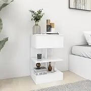 Bedside Cabinet White 40x35x65 cm Engineered Wood,Bedside Tables 14.7KG-808648