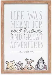 Disney Winnie the Pooh Good Friends and Great Adventures Framed Wood Wall Decor - Cute Winnie the Pooh Picture