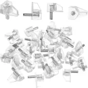 30Pcs 1/8" (3mm) Clear Shelf Support Pegs, Cabinet Shelf Holder for Bookcase