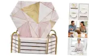 6 Pcs Pink Marble Coasters with Holder Gold Absorbent Drink Coasters Beverage