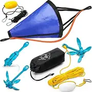 Jerify Drift Sock with Dump Line and Folding Kayak Anchor Kits for Boat Kayak Pontoon (35'' for 16-20ft Boat) Harness Buoy Ocean Fishing Drift Sea Anchor Kit 3.5lbs Anchor Kit with Storage Bag