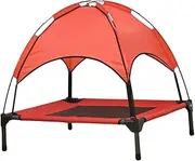 Elevated Dog Bed with Canopy, Detachable Pet Cot, Waterproof Cooling Bed, Outdoor Dog Bed for Picnic, Camping, Yard Outdoor, red