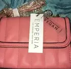Emperia Coral Vegan Leather Crossbody Bag With Gold Chain Strap