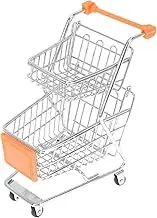 Gogogmee Mini Shopping Cart for Cute Desktop Decoration Storage Handcart Realistic Design with Handles Rollers Present Basket