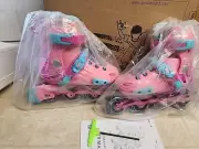 Gyroor In-Line Skates PINK Kid's Size 1-4 Adjustable Roller Skates Ages 8-12