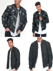 Mens Lightning Print Bomber Jacket Coat Print Outwear Tops Varsity Jacket Athlet