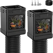 2-Pack Downspout Leaf Filter with Gutter Downspout Extensions, 2 Pack Black