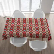 Tablecloth Mid Century Modern MCM Mod Retro Vintage Style Geometric Red