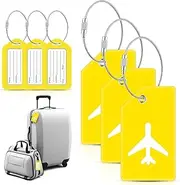 [Rethan] Luggage Tags, 6 Pcs Suitcase Tags, Travel Luggage Labels for Suitcase, Baggage, Travel Bags (Yellow)