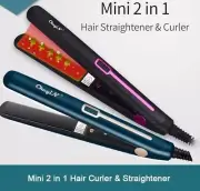 Mini Professional 2 in 1 Portable Hair Curler Hair Straightener Flat Iron Hairs