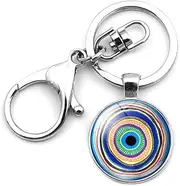 [tenghong2021] Evil Eye Keychain Charm Holder Keyring for Women and Men Good Luck Colorful Protection Amulet for Keys