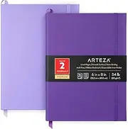 Arteza Lined Journal Notebooks, Pack of 2, 6 x 8 inches, 96 Sheets, Lavender and Purple, Hardcover Notepads with Smooth Lined Paper for Writing, Journaling