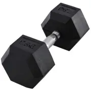 Single Rubber Hex Dumbbell, 17.5KG, Portable Hand Weight for Fitness, Home Gym W