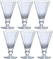 ADERIA L6854 Caro Shot Dessert Glasses, 2.3 fl oz (65 ml), Set of 6, Made in Japan, Parfait, Sunday Container, Cup, Glass, Stylish, Mini Ice Cream, Foot, Coffee House/Tableware, Commercial Use,