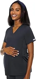 [Med Couture] Maternity V-Neck Scrub Top, 2 Pockets, Stretchy Side Panels with a Flattering Fit for Pregnant Ladies - MC628