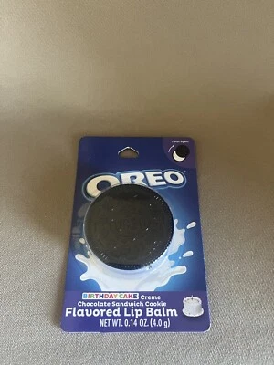 0.14 Oz. Oreo Birthday Cake Flavored Lip Balm In An Oreo Shaped Container, New!