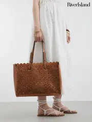 River Island Brown Cutwork Tote Bag (W67507) | $106