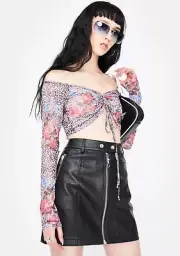 Motel Rocks JUNGLE ROSE MESH GANIDA CROP TOP Large $90
