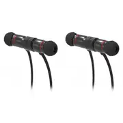 2x Laser Magnetic Wireless BT Sports In-Ear Earphones w/ In-Line Control Black