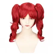 Red Wig Red Lolita Long Curly Cosplay Wig 2 Clip on Ponytail Wig With Wig Cap...