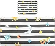 Cooling Baby Mattress Protector Pads 28" x 52" Washable Bed Pads for Adults for Baby&Toddler Black White Stripes Sun Moon Star