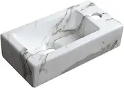 Marble Wall Hung Basin Sink Small Bathroom Sink Rectangle Ceramic Wash Basin (Right Hand)…