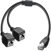 ukiism Ethernet Splitter 1 to 2, RJ45 Internet LAN Network Splitter Adapter 1 Male to 2 Female Suitable Cat5, Cat5e, Cat6, Cat7 LAN Socket Connector