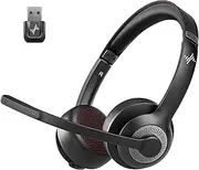 Wireless Headset with AI Noise Cancelling Microphone Bluetooth Headset - Bluetooth V5.2 Headphones with USB Dongle & Mic Mute for Computer/Laptop/PC/iPhone/Android/Cell Phones (Bluetooth+USB Dongle)