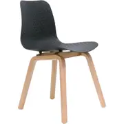 Rapidline Lucid Meeting/Visitor Chair Black Patterned Poly Shell Seat Light Oak Timber 4 Leg Base
