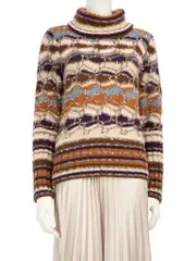 Wool High Neck Abstract Knit Jumper