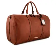 TONY BIANCO Harper Weekend Away Bag Brown Tan Large PU Leather organisation New