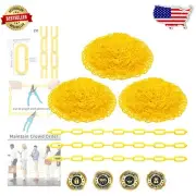 Weatherproof Yellow Plastic Chain Links - 200ft Set for Easy Crowd Management