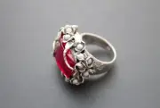 One in a million pieces of craft Ring Sterling Silver Red Topaz Pearls