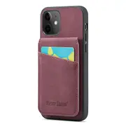 FIERRE SHANN Phone Cover for iPhone 12/12 Pro 6.1 inch Card Slots Kickstand PU Leather+TPU Case