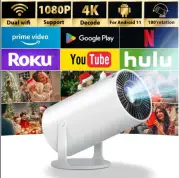 HD Mini Projector - Android 11, 4K, Wireless 5.0, Auto Correction, 1280x720
