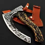 Hand-forged Viking Pizza Cutter Axe Tomahawk Hunting Carbon Steel Hatchet slicer