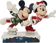 Enesco Jim Shore Disney Traditions Minnie and Mickey Mouse Ice Skating Figurine, 5 Inch, Multicolor