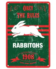 South Sydney Rabbitohs NRL Retro Tin Wall Sign Obey The Rules