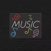 Music Sign for Business Displays | LED Flex Neon | 31"W x 24"H x 1"D