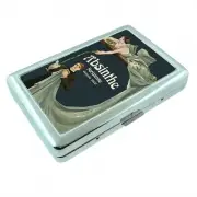 Absinthe AD Illustration Silver Metal Cigarette Case RFID Protection Wallet