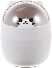 DECHOUS Car Trash Cans Car Tables Desktop Trash Can Mini Waste Bin with Lid Table Waste Basket Cute Animal Shape Garbage Bin Pen Pencil Holder for Home Office Grey Office Trash Cans Car Garbage Bin