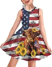 [POLERO] Mushroom Dress for Girls Summer Casual Party A-Line Midi Tank Dress Sleeveless Sundress for Kids 3-16 Years