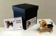 OUR DOG CHEECH Beagle TRINKET BOX Objet D'ART FORM COLLECTIBLE Enamel Bejeweled