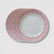 Corelle Red 4-Piece Everyday Expressions Graphic Stitch Meal Bowl Set