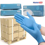 1 Pallet Mastermed Deluxe Blue Nitrile Gloves 6g / Powder Free Latex free / 840 Boxes of 100pcs - Large