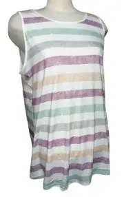 BloomChic Striped Soft Casual Crew Neck Tank Top Sz 14/16 (XL) Womens Plus Multi
