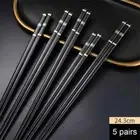 5 Pairs Chopsticks Sticks Reusable Alloy Chop Sticks Tableware Tool Accessories