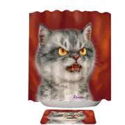 Cool Cats Designs Angry Furious Kitten Shower Curtain