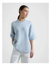 [Fine Day] Boxy Knit Tee in Light Blue