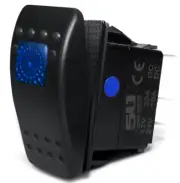 20 amp Momentary On/Off LED Blue Illuminated Rocker Switch